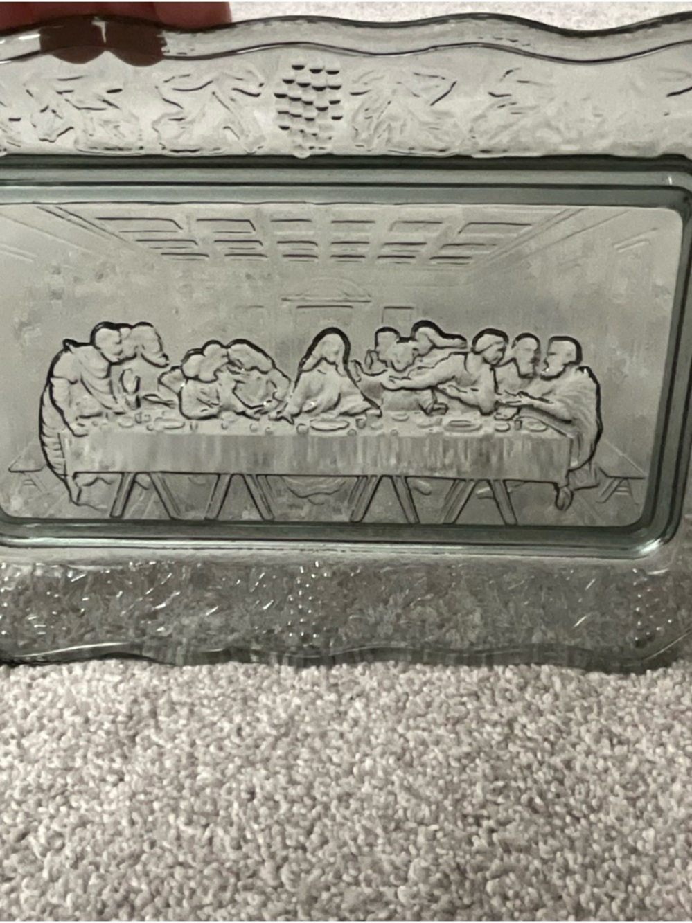 Tiara Vintage The Last Supper Glass Tray (light gray)